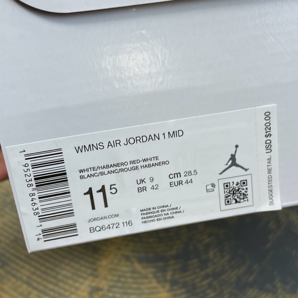 Air Jordan 1 Mid Retro Habanero Red BQ6472-116 WMNS - Picture 11 of 11